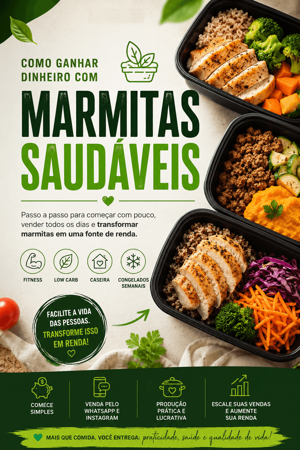 Capa do guia Marmitas Saudáveis para renda extra